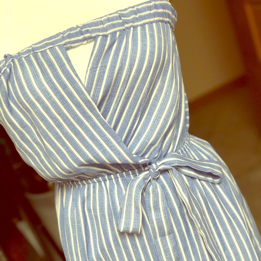 Blue and White pin striped sun dress